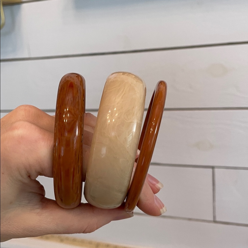 Set of Brown and Cream acrylic Bangles